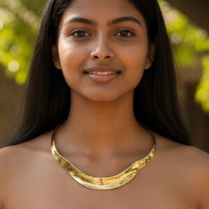 Vintage ‘70s Solid Brass Boho Festival Handmade Choker Estate Necklace